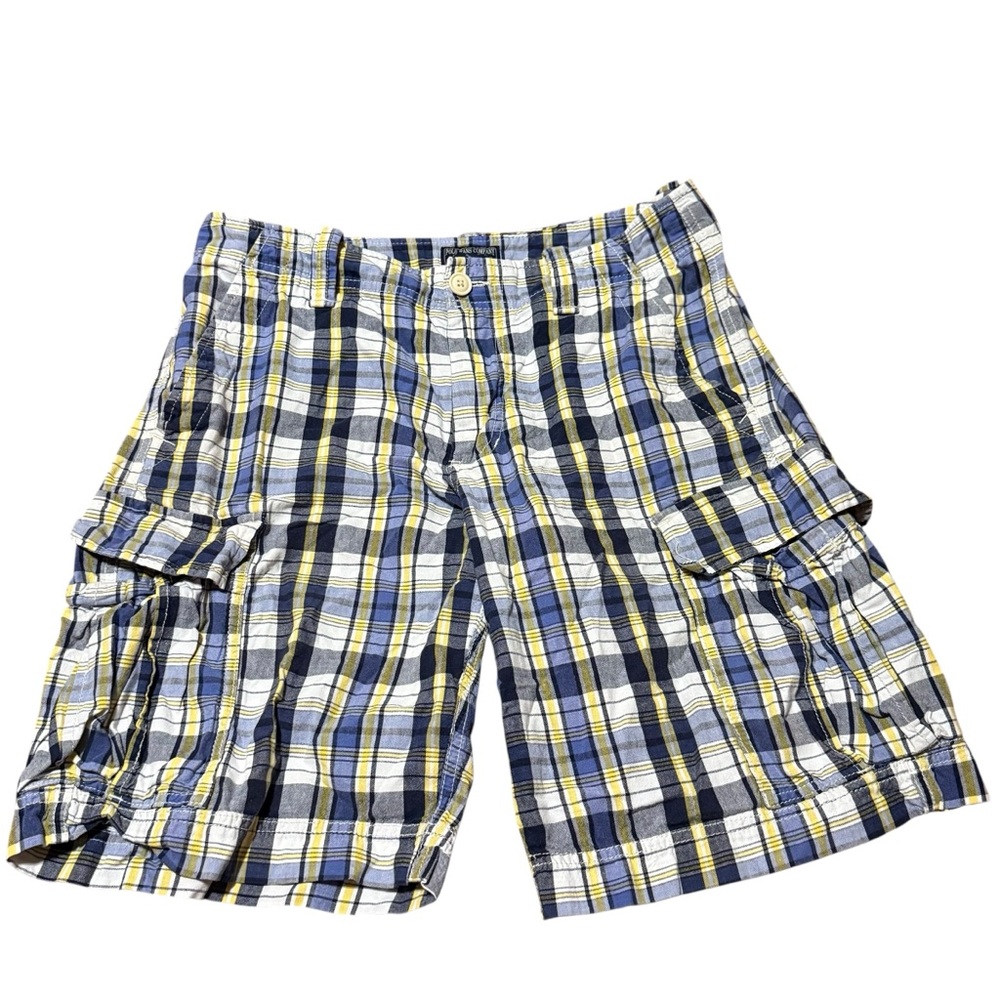 Polo Jeans Company Ralph Lauren Shorts Men’s 32 Plaid Cargo Pockets Blue Yellow